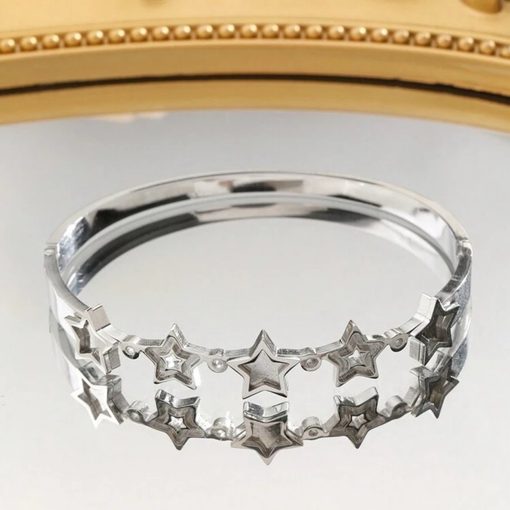 Premium Stainless Steel Star Bangle Bracelet